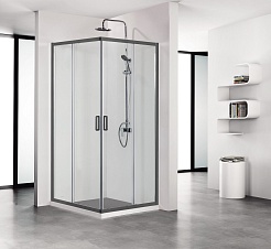 Aquatek Душевой уголок Ария 100x100 AQ ARI KV 10020BL профиль черный стекло прозрачное – фотография-3